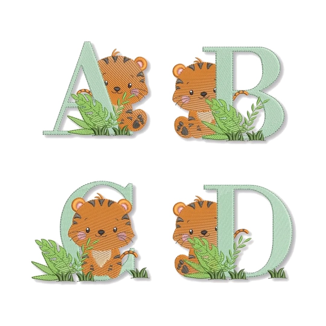 Matrizes de Bordado - Alfabeto Tigres