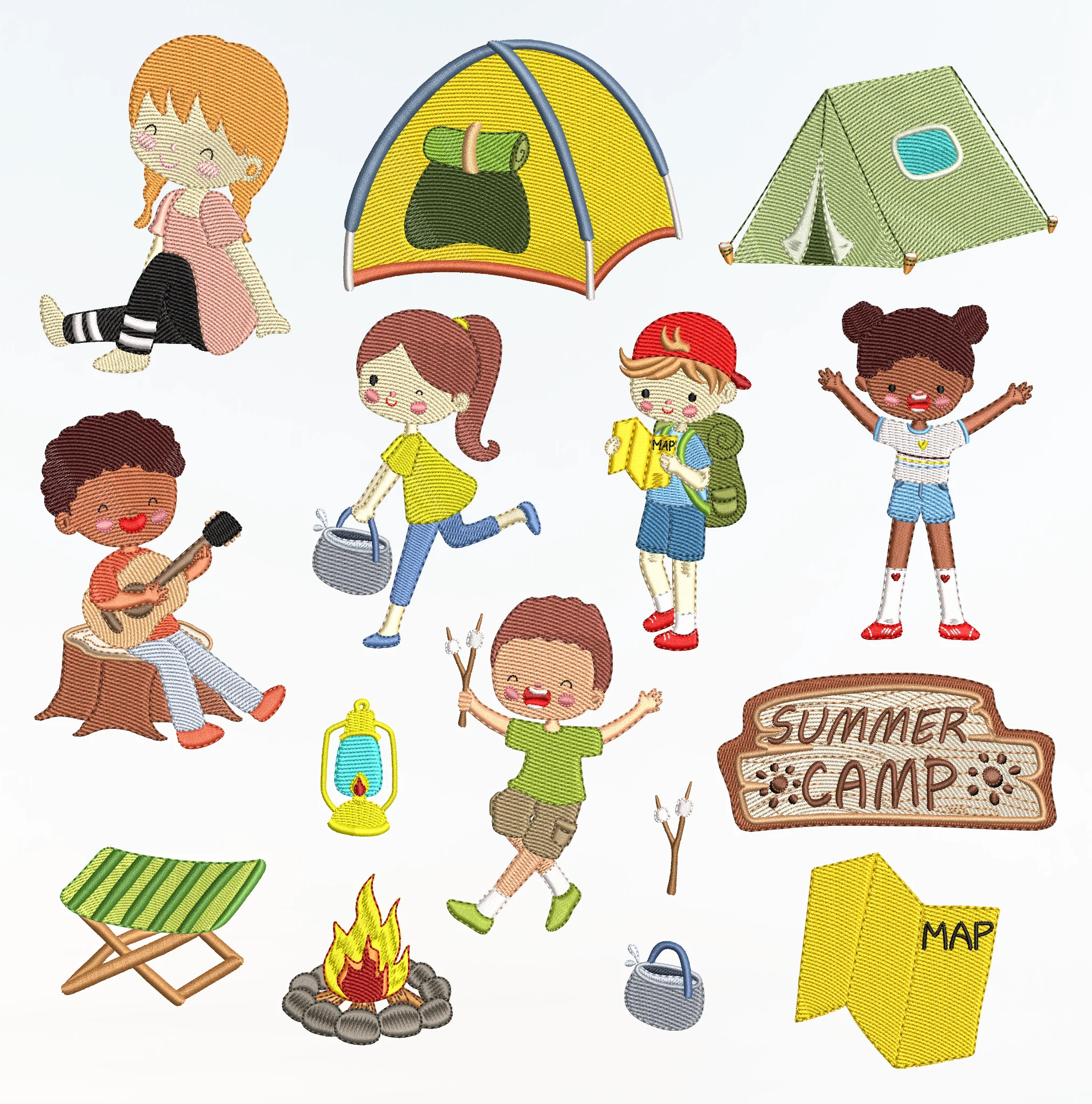 Matrizes de Bordado - Coleção Férias e Viagens [Acampamento]