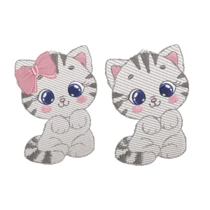 Matriz de Bordado - Gatinha e Gatinho Pontos Leves