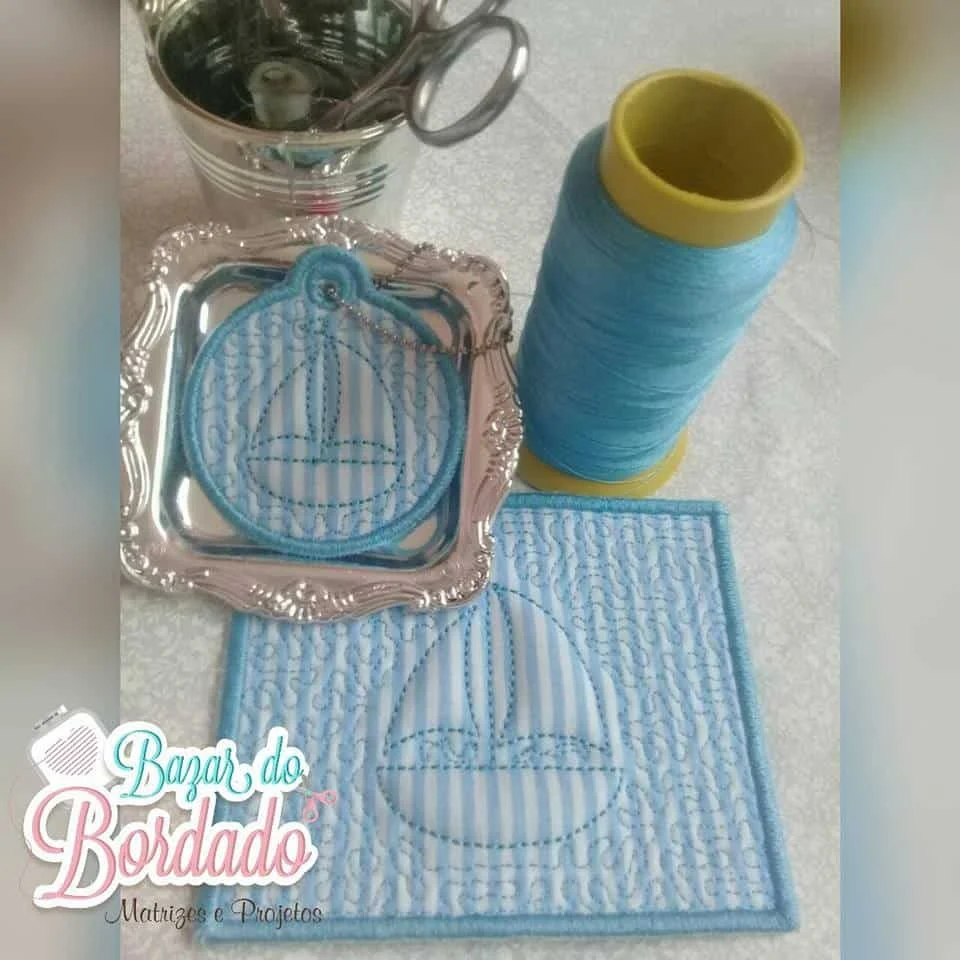 Matriz de Bordado - Molduras e Chaveiro Barco - Técnica Trapunto