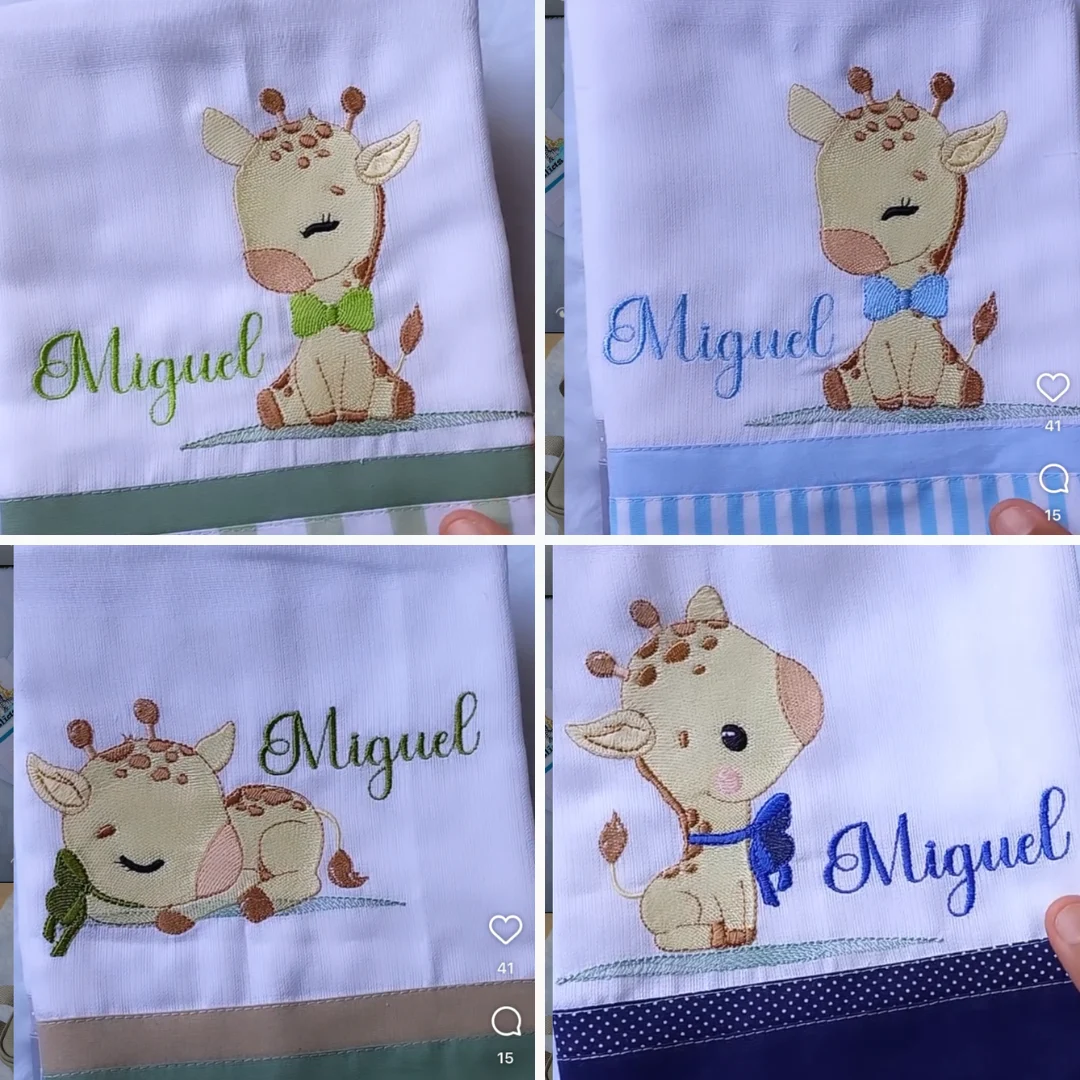 Matrizes de Bordado - 8 Girafinhas com Laços