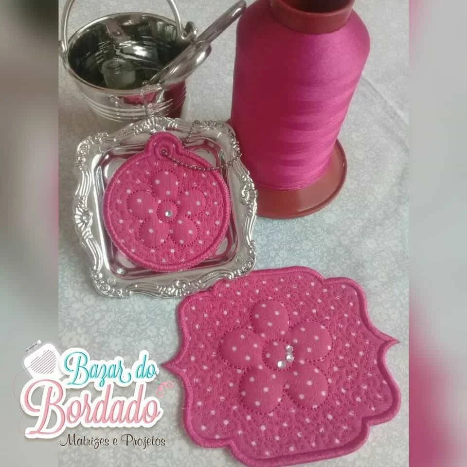 Matriz de Bordado - Molduras e Chaveiro Flor - Técnica Trapunto