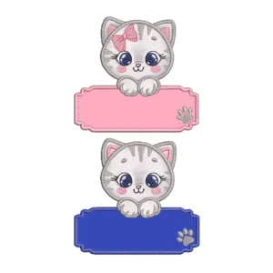 Matriz de Bordado - Gatinho e Gatinha Moldura