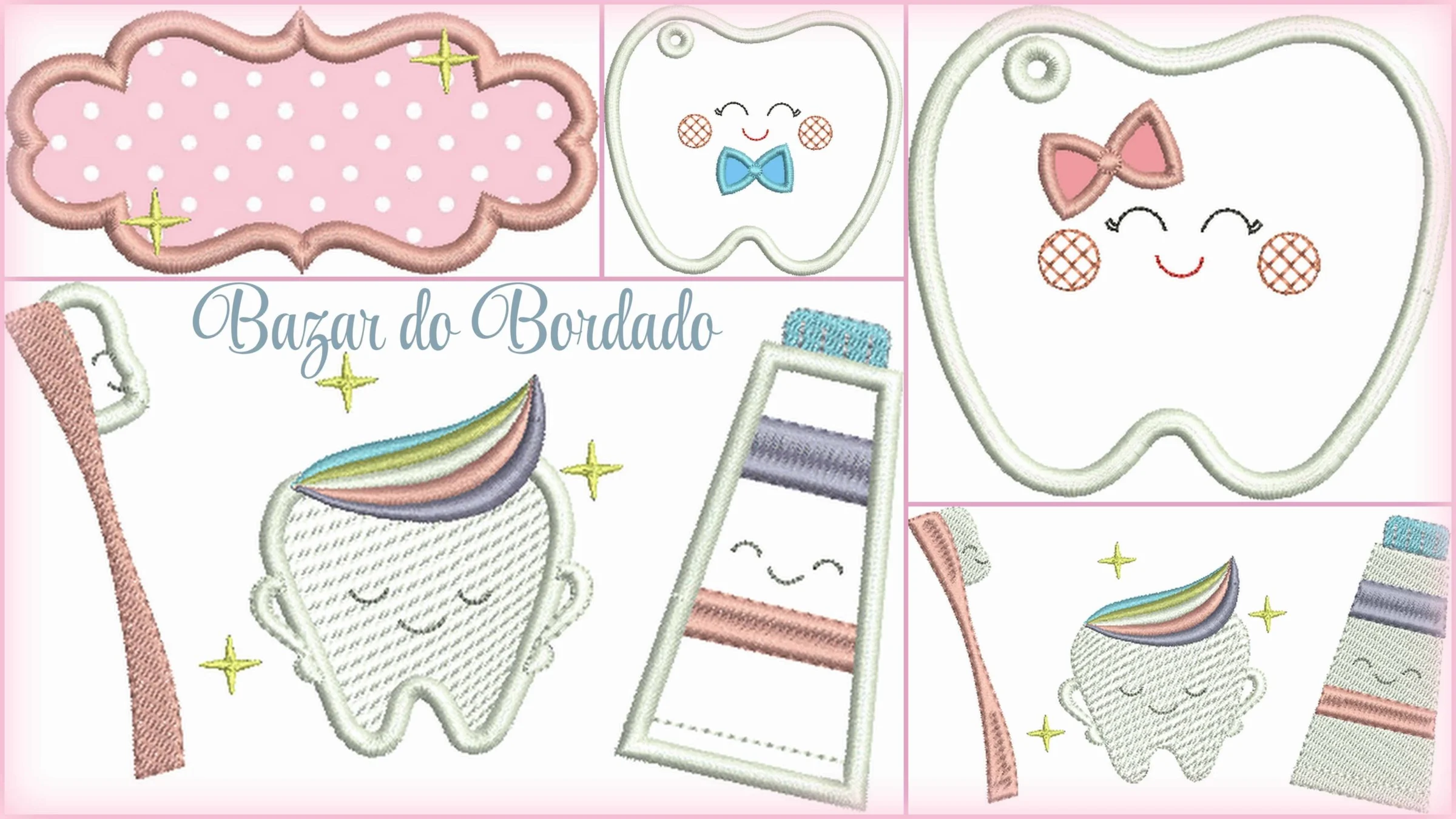 Matrizes de Bordado - Kit Dentinho Feliz