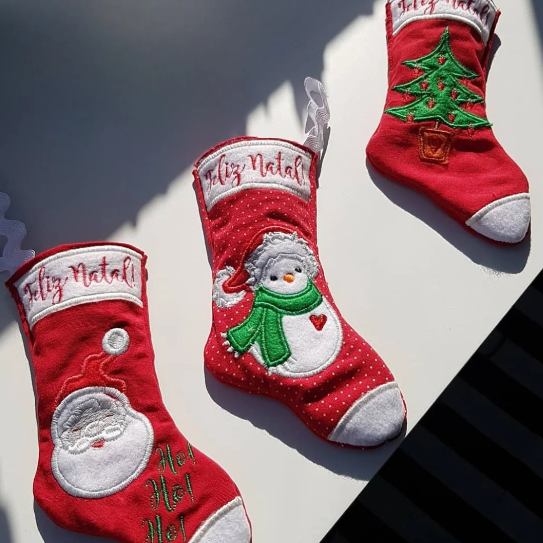 Projeto na Bordadeira- Botas de Natal na Bordadeira