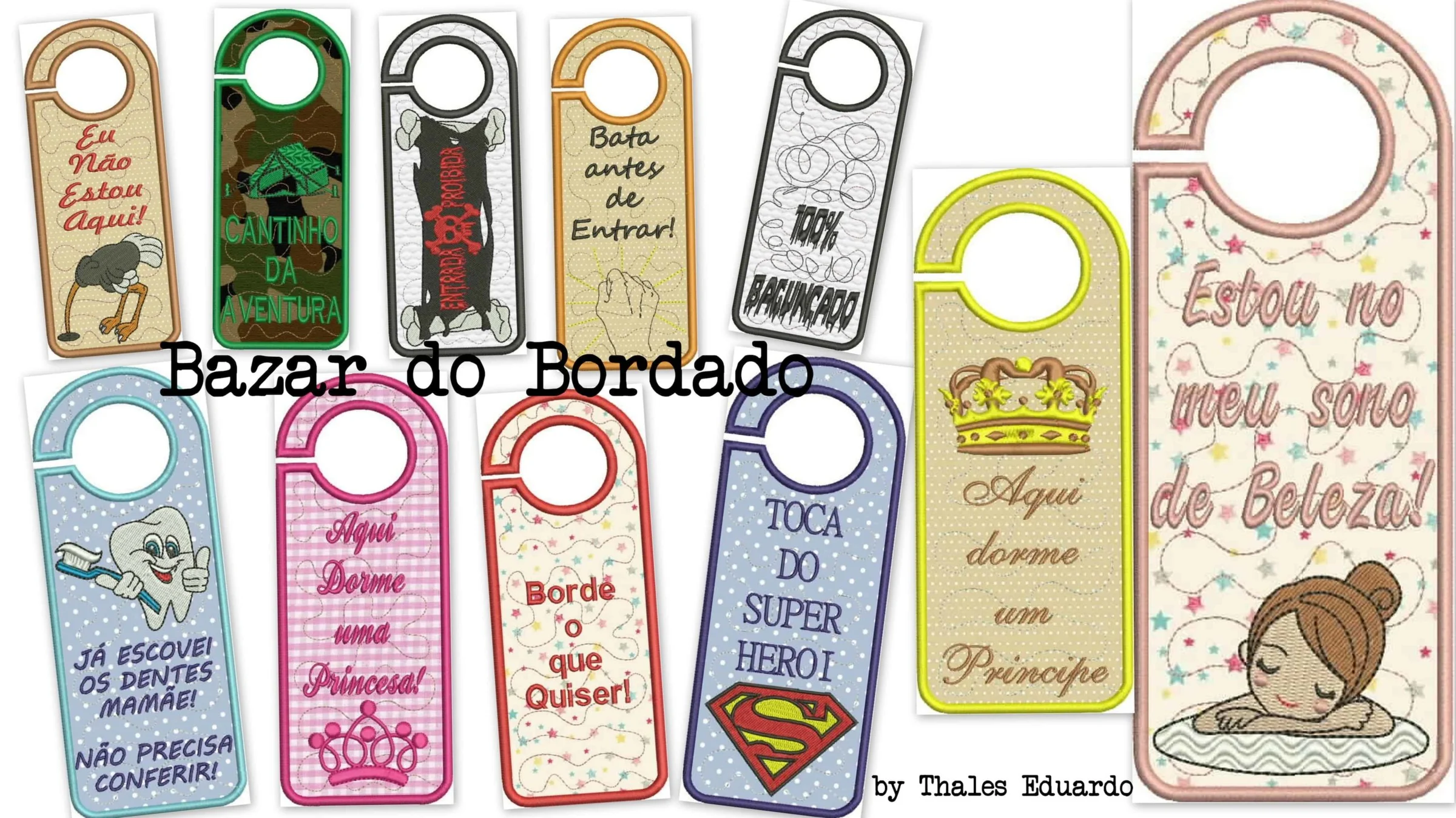Projeto na Bordadeira - Aviso de Porta kit com 10 modelos [ITH]