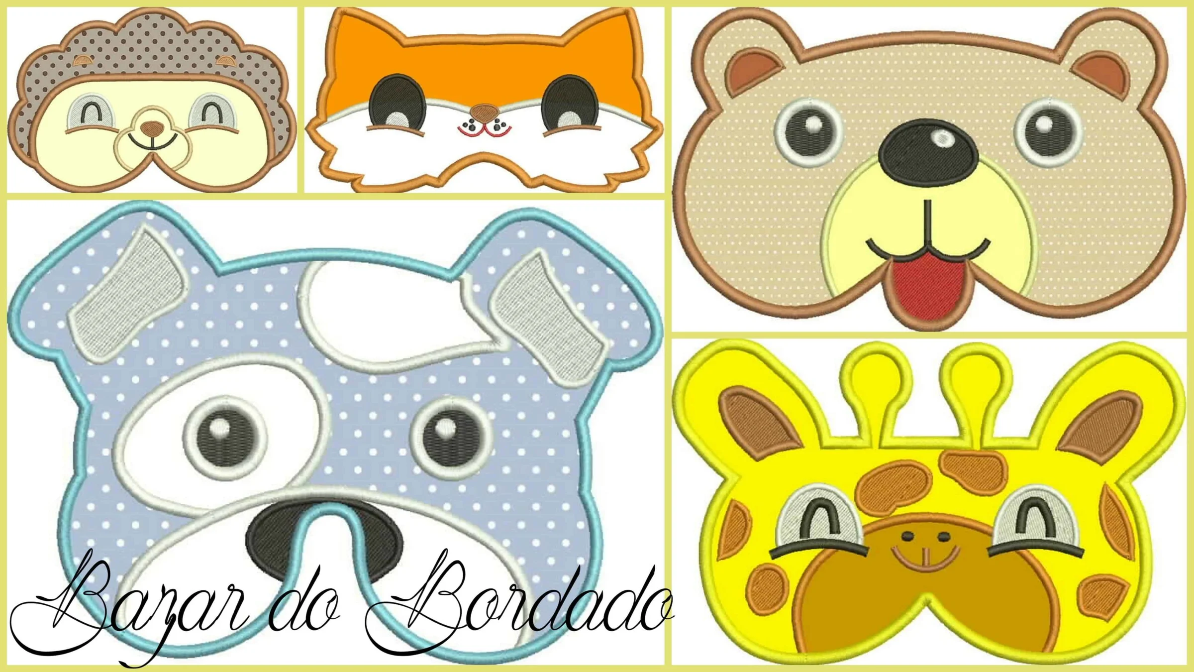 Projeto na Bordadeira - Máscaras de Dormir na Bordadeira - Animais