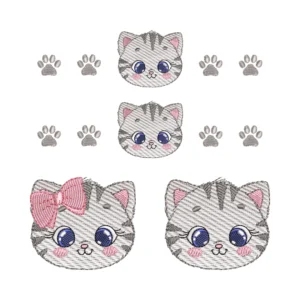Matriz de Bordado - Gatinha e Gatinho Pontos Leves