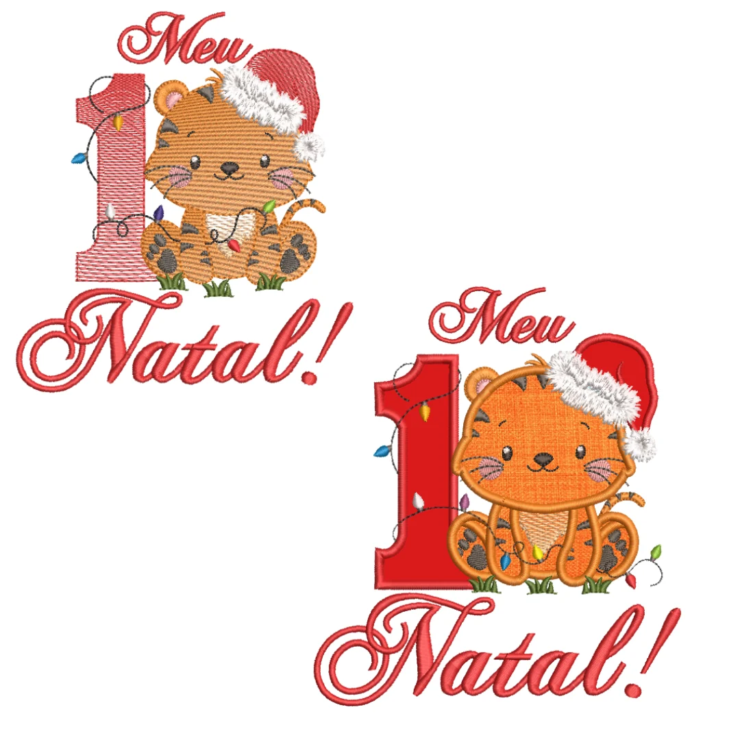 Matriz de Bordado - Meu Primeiro Natal Tigre