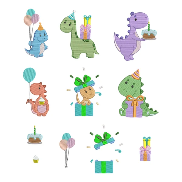Matrizes de Bordado - Coleção Festa Dino