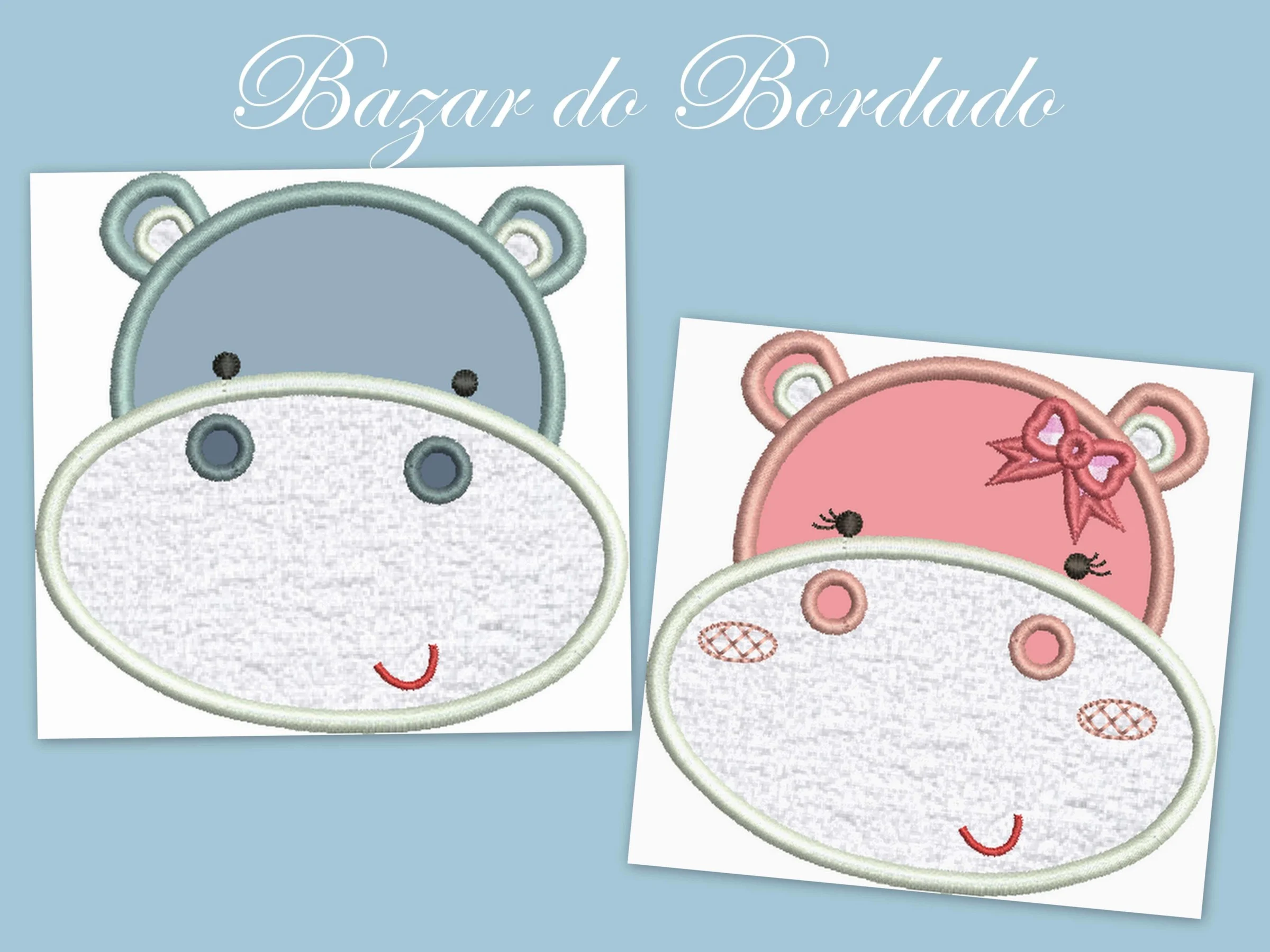 Matrizes de Bordado - Casal Hipopótamos
