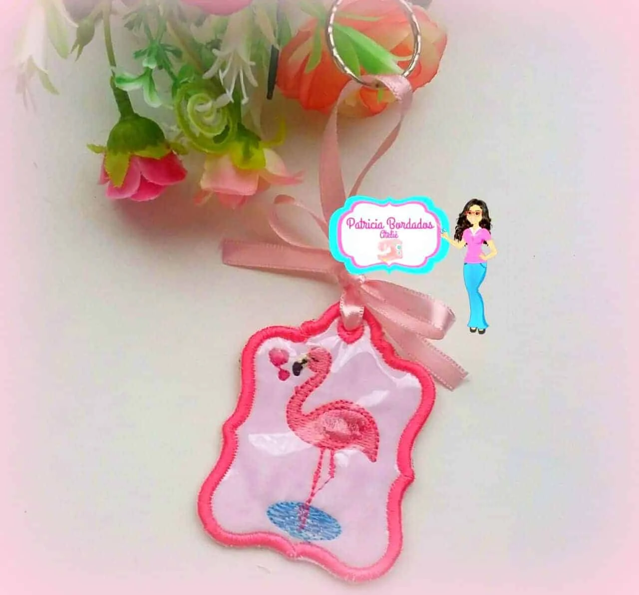 Matriz de Bordado - Flamingo Chaveiro/Tag