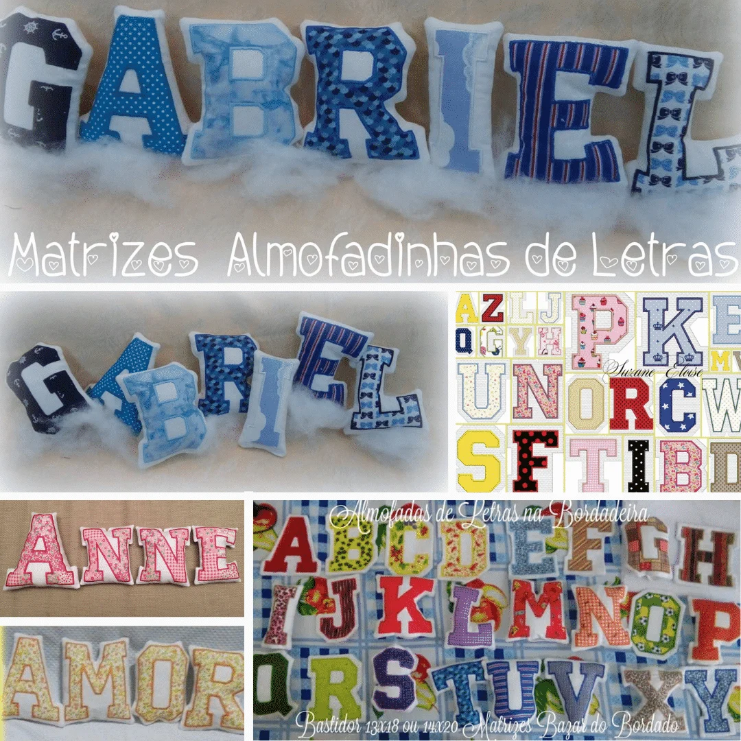 Projeto na Bordadeira - Almofadas de Letras
