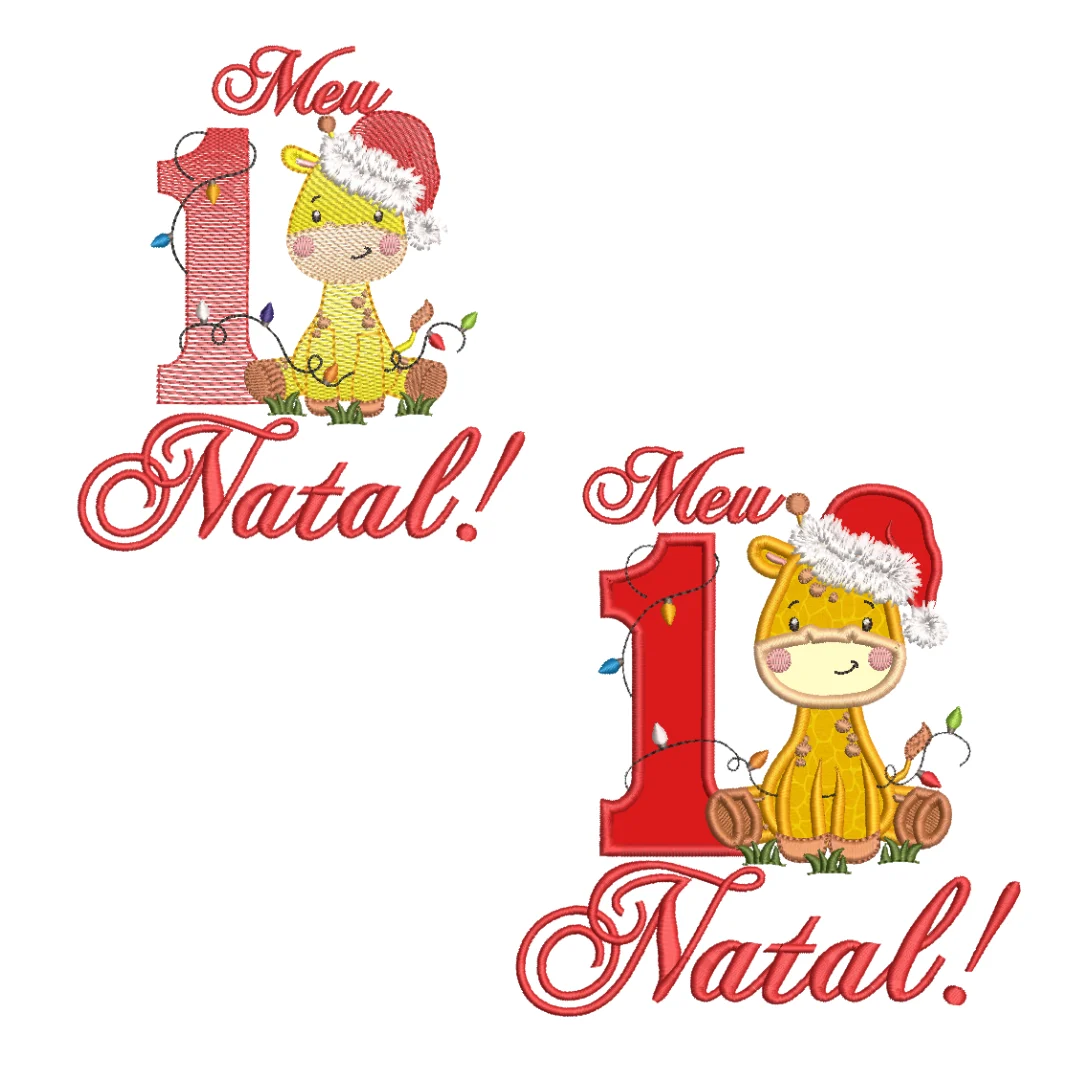 Matriz de Bordado - Meu Primeiro Natal Girafinha