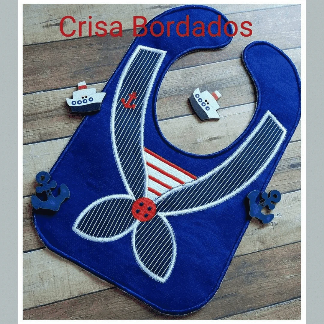 Projeto na Bordadeira - Babador Marinheiro
