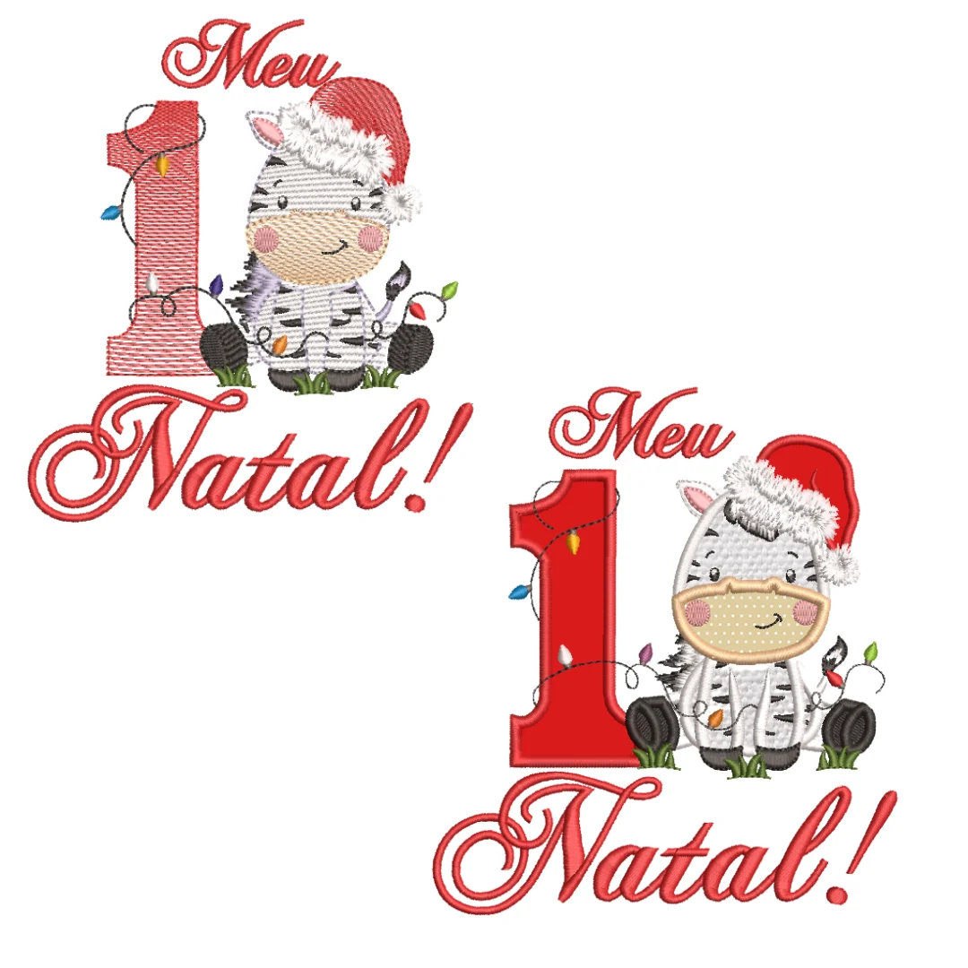 Matriz de Bordado - Meu Primeiro Natal Zebrinha