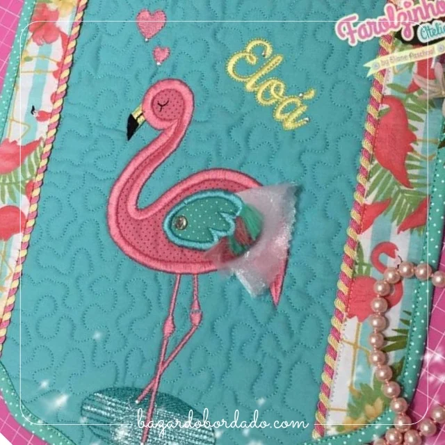 Matrizes de Bordado 3D - Flamingo Aplique