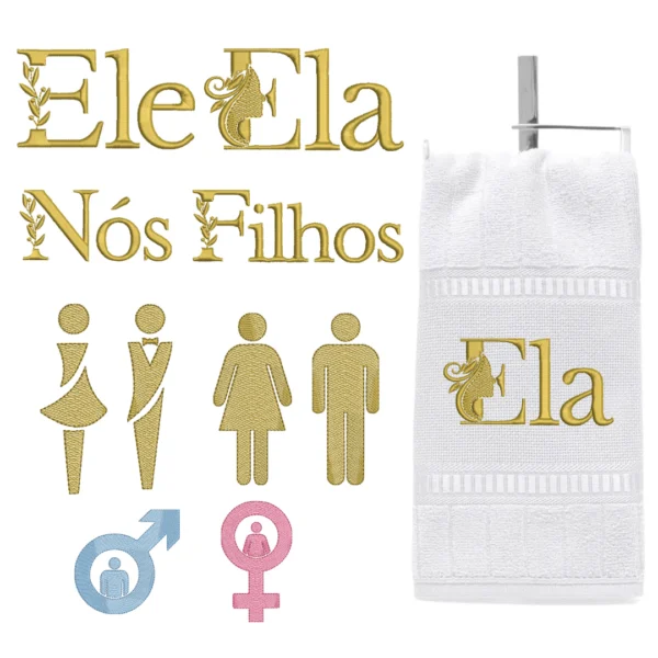 Matrizes de Bordado - Coleção Ele & Ela para Toalhas