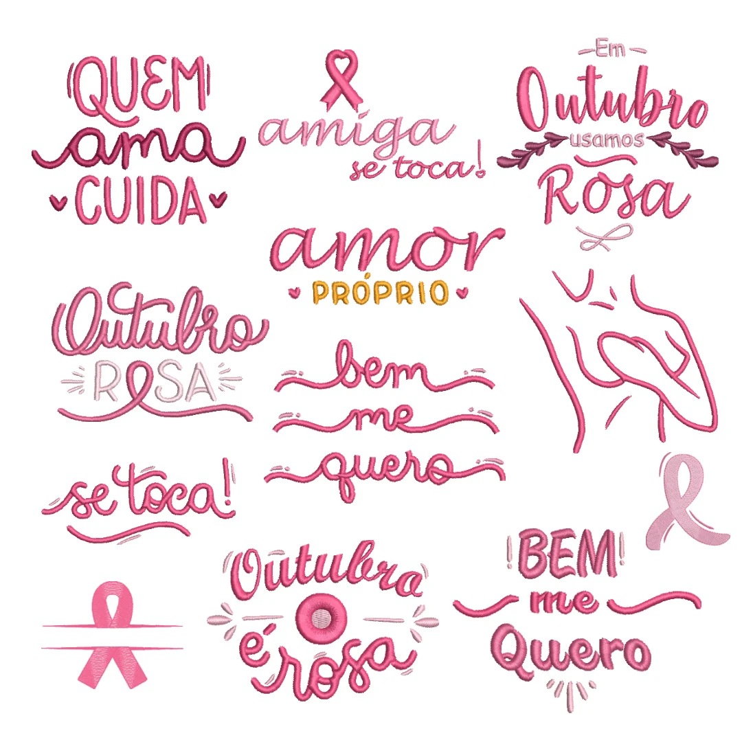 10 Matrizes de Bordado - Tema: Outubro Rosa