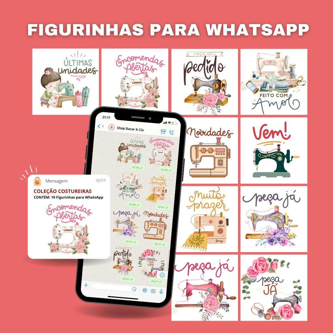 Figurinhas para WhatsApp | Coleção Costureiras