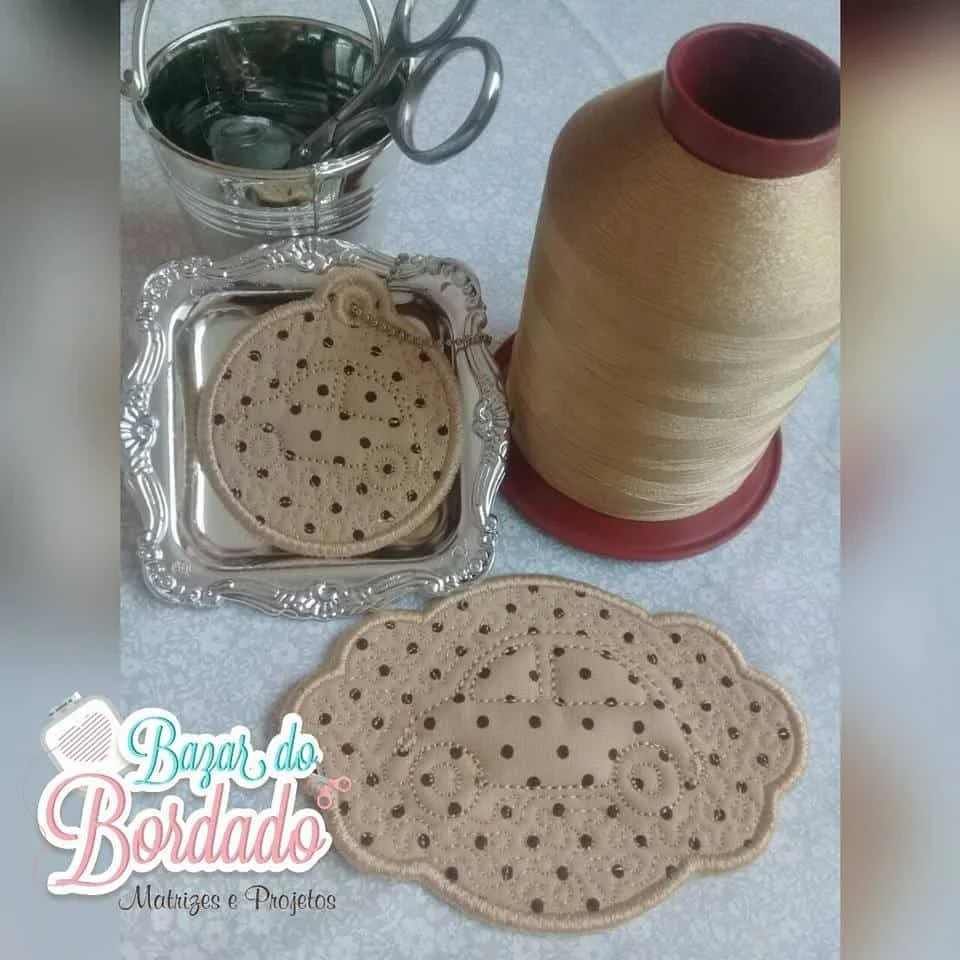 Matriz de Bordado - Molduras e Chaveiro Fusca - Técnica Trapunto