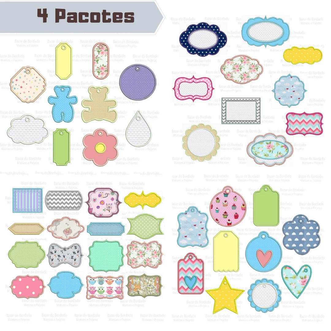 Projeto na Bordadeira - Pacotão Molduras e Tags Lisas