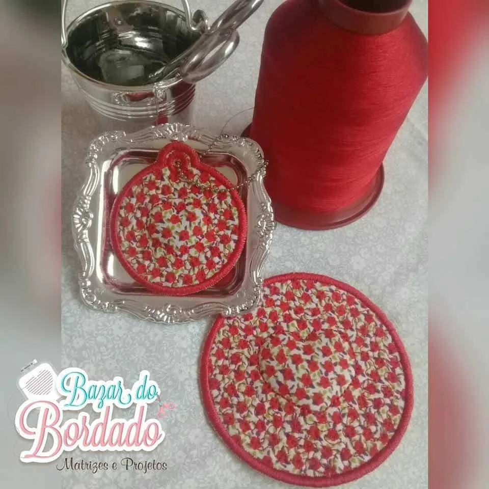 Matriz de Bordado - Molduras e Chaveiro Coração - Técnica Trapunto