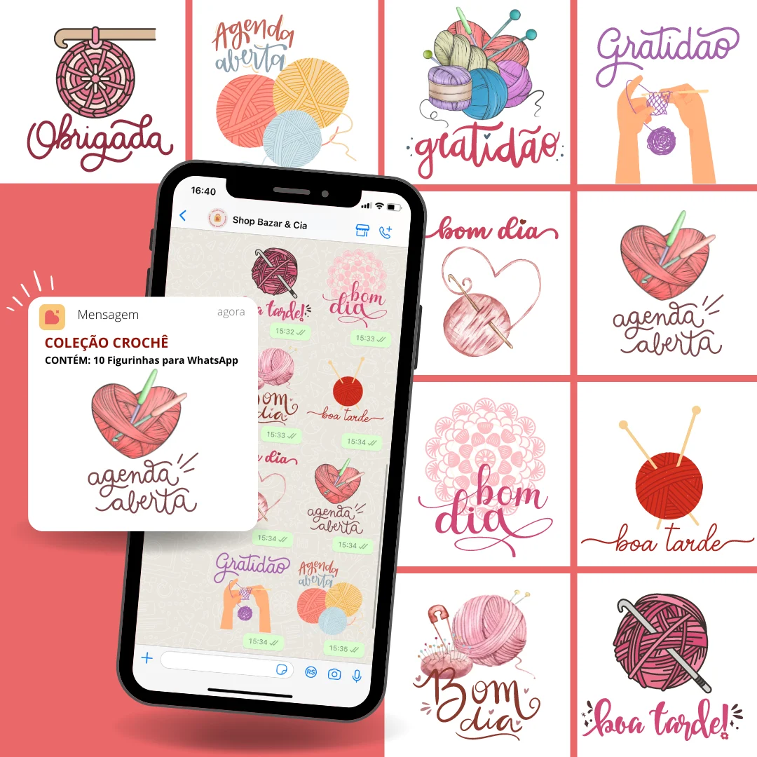 Figurinhas para WhatsApp | Coleção Crochê