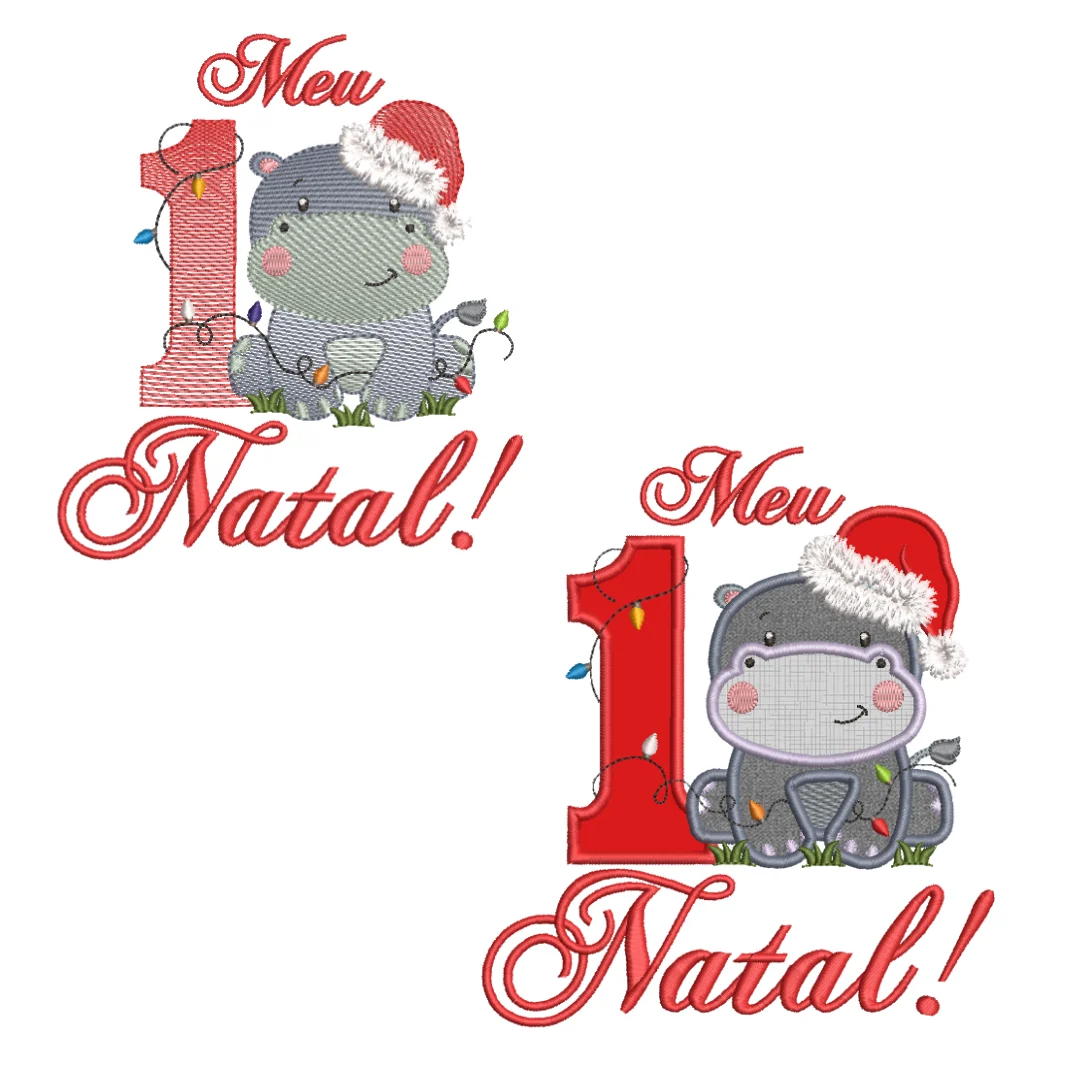 Matriz de Bordado - Meu Primeiro Natal Hipopótamo