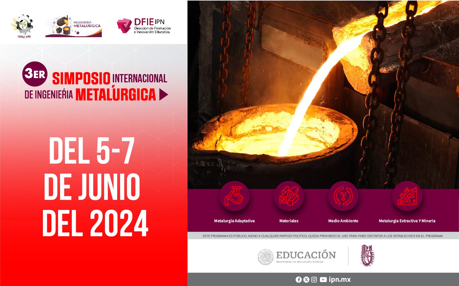 Simposio Internacional de Ingeniería Metalúrgica IPN Campus Zacatecas, 5 al 7 de junio, programa.