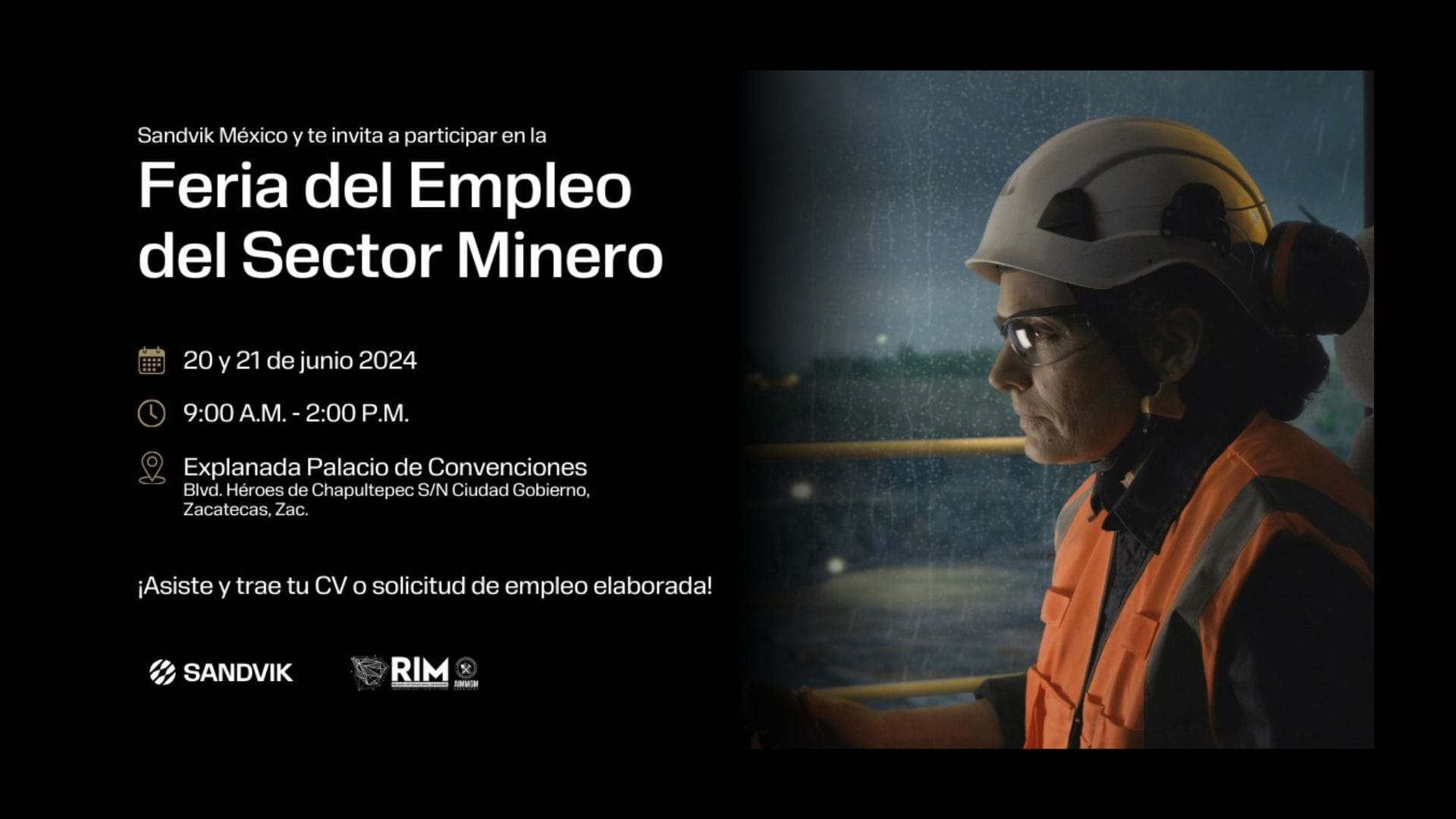Este 20 y 21 de junio en la Feria del Empleo del Sector minero, RIM Zacatecas.