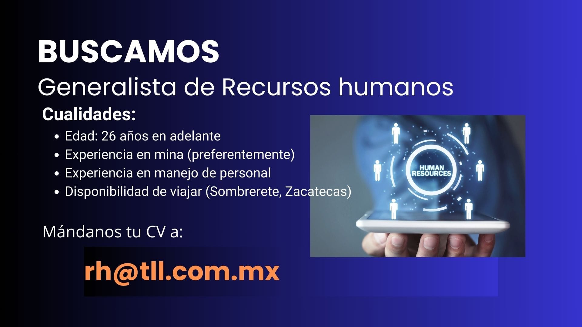 Buscamos: Generalista de Recursos humanos.