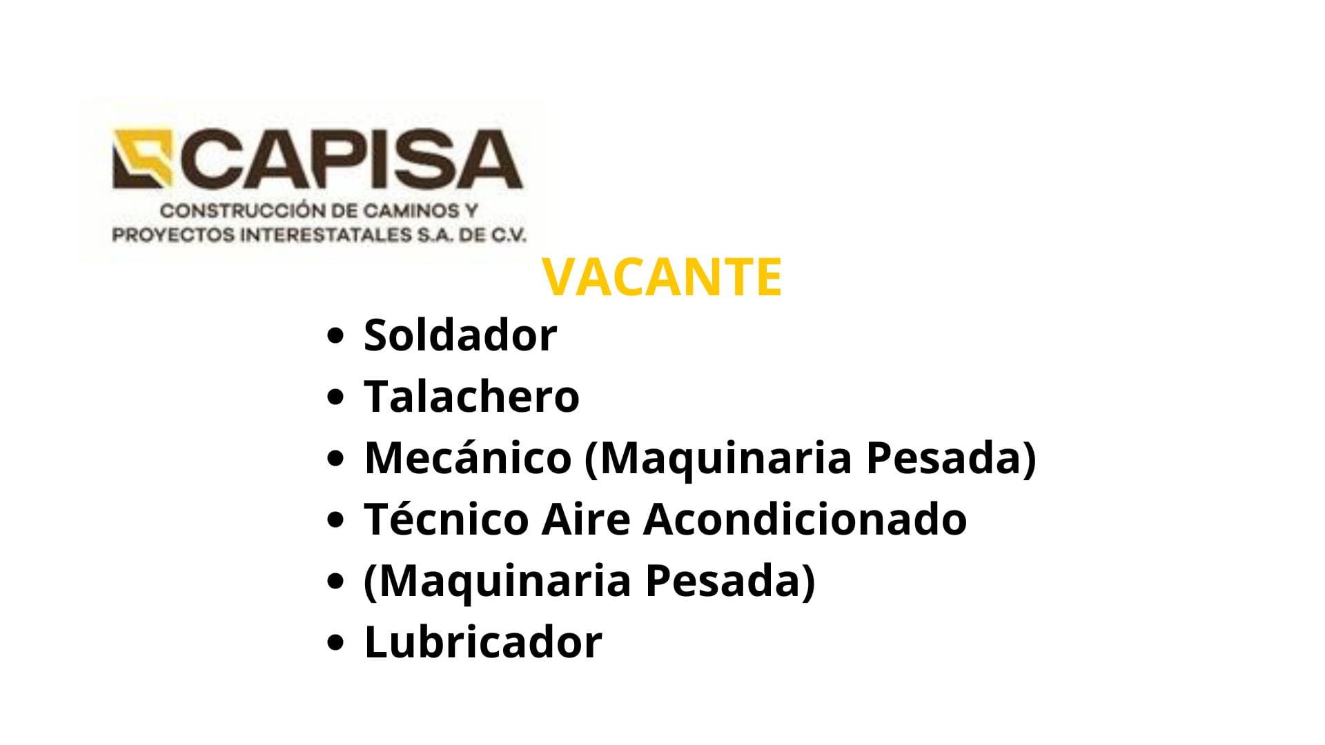 Oportunidad laboral CAPISA