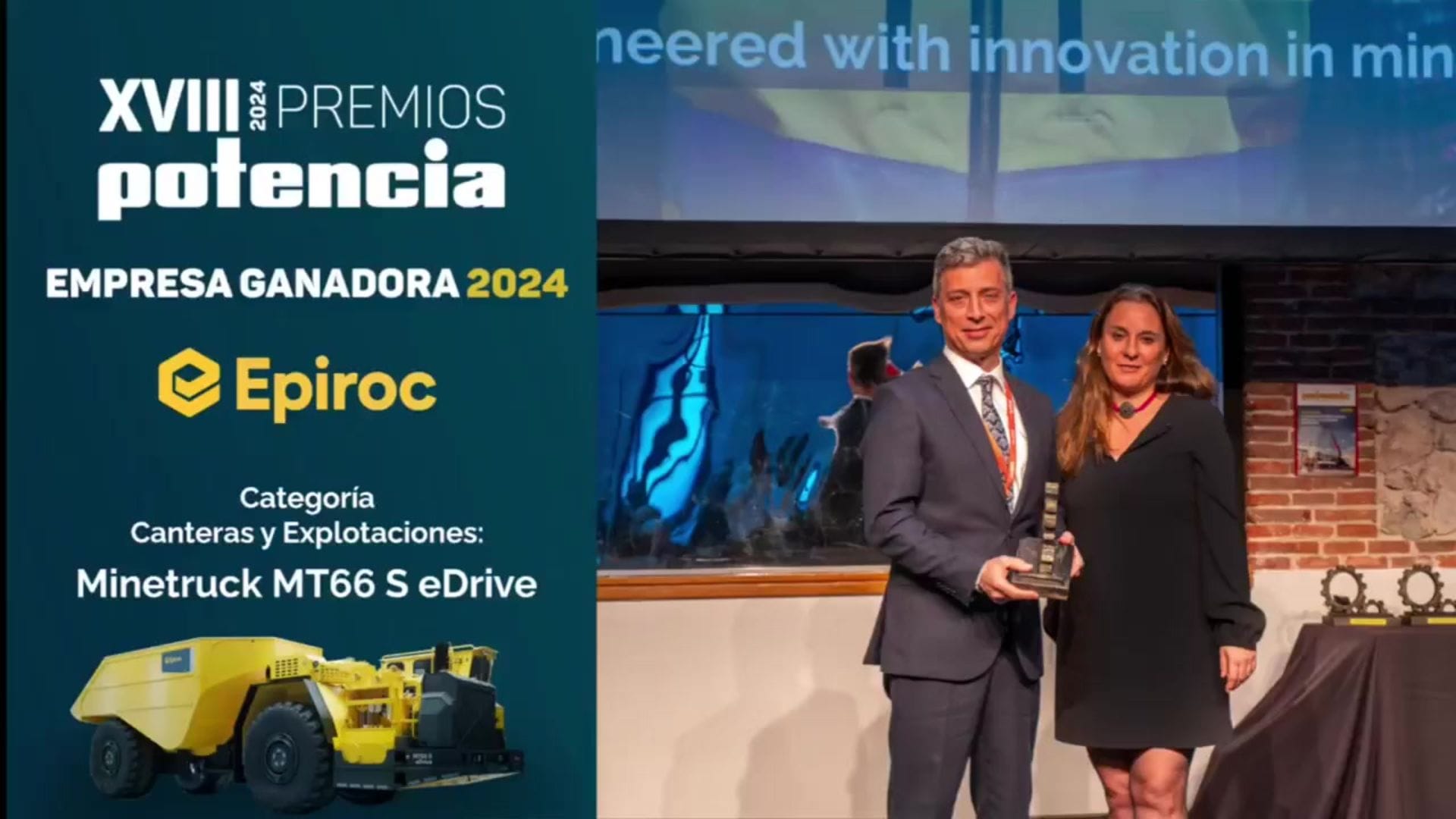 Epiroc Recibe el Premio Potencia 2024 por el Minetruck MT66 S eDrive