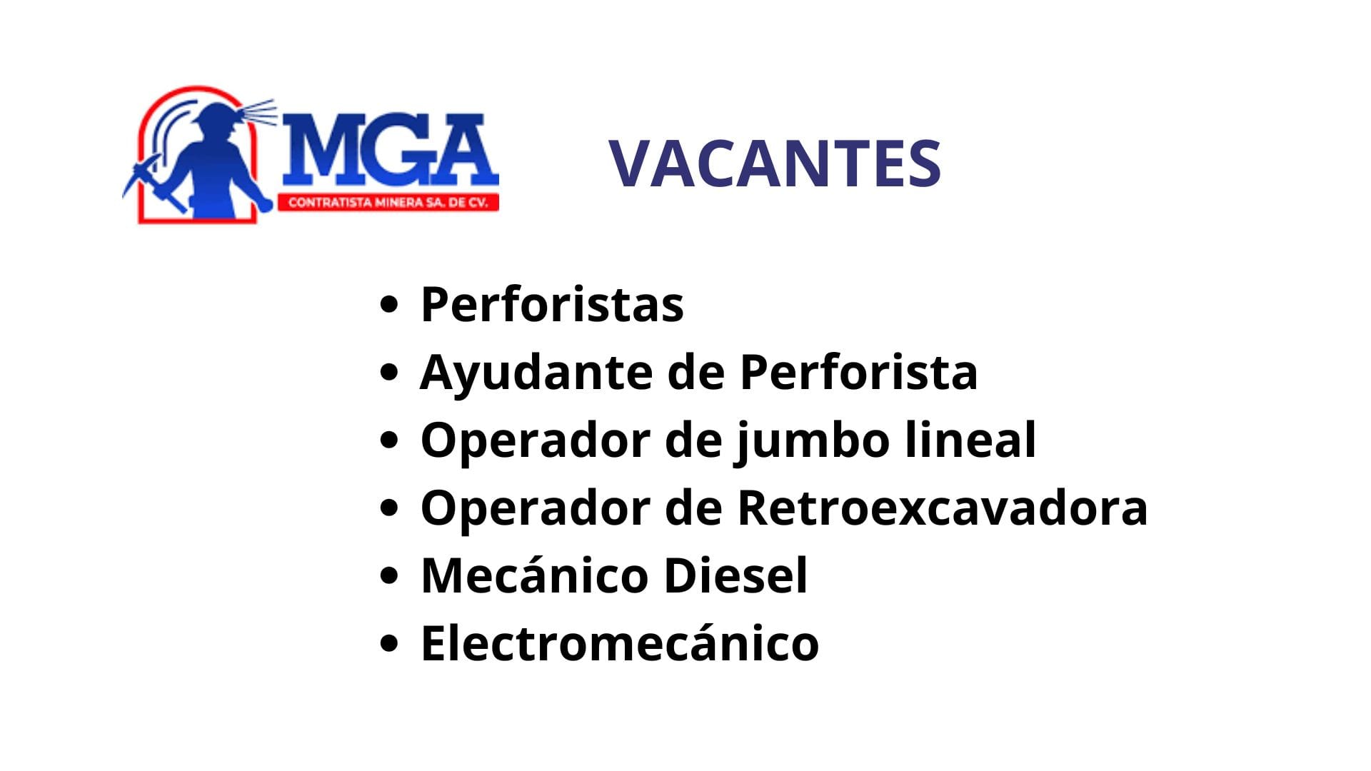 Oportunidad Laboral MGA Contratista Minera