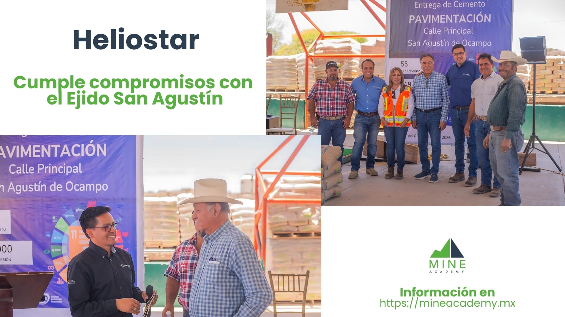 Heliostar cumple compromisos con el Ejido San Agustín: pavimentación y pozo de agua potable