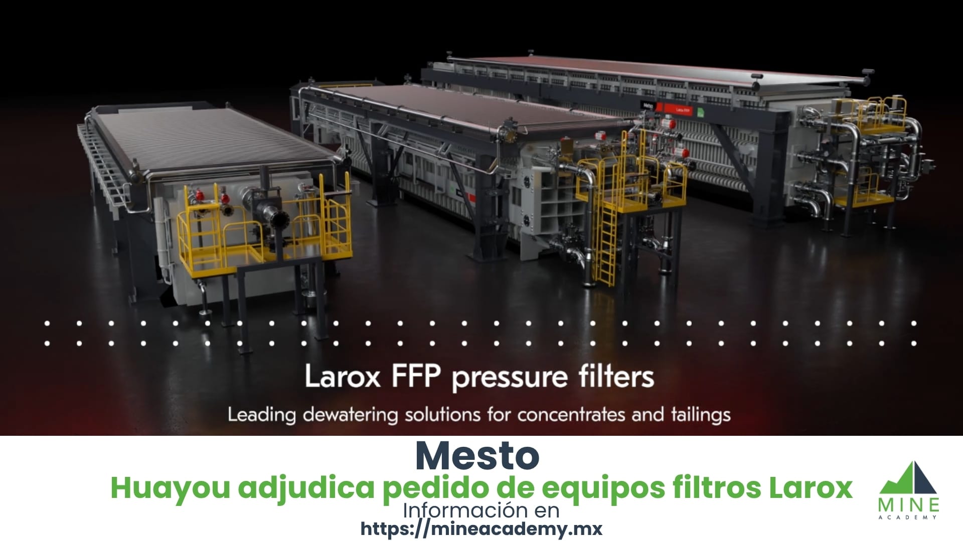 Huayou adjudica a Metso un pedido de equipos de filtración de relaves