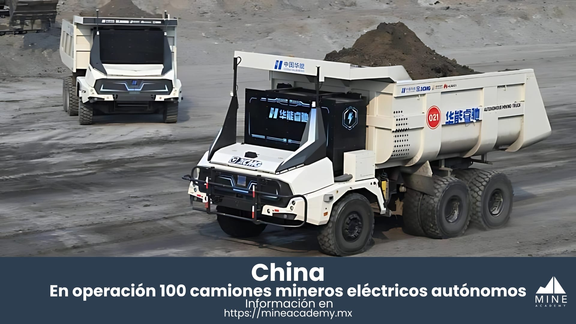 China pone en operación la primera flota de 100 camiones mineros eléctricos autónomos