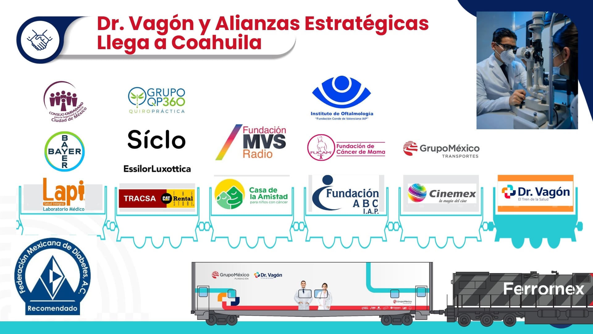 Dr. Vagón de Grupo México, llega a Coahuila con atención médica gratuita.