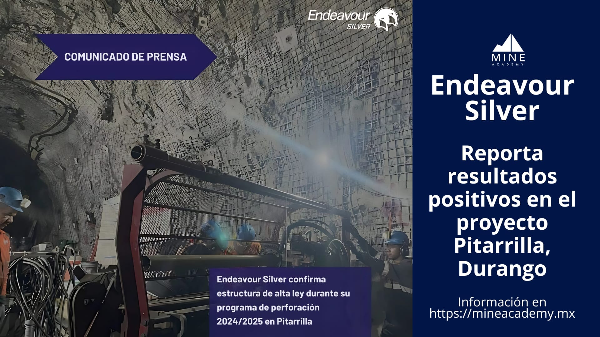 Endeavour Silver reporta resultados positivos en su programa de perforación en el proyecto Pitarrilla, Durango