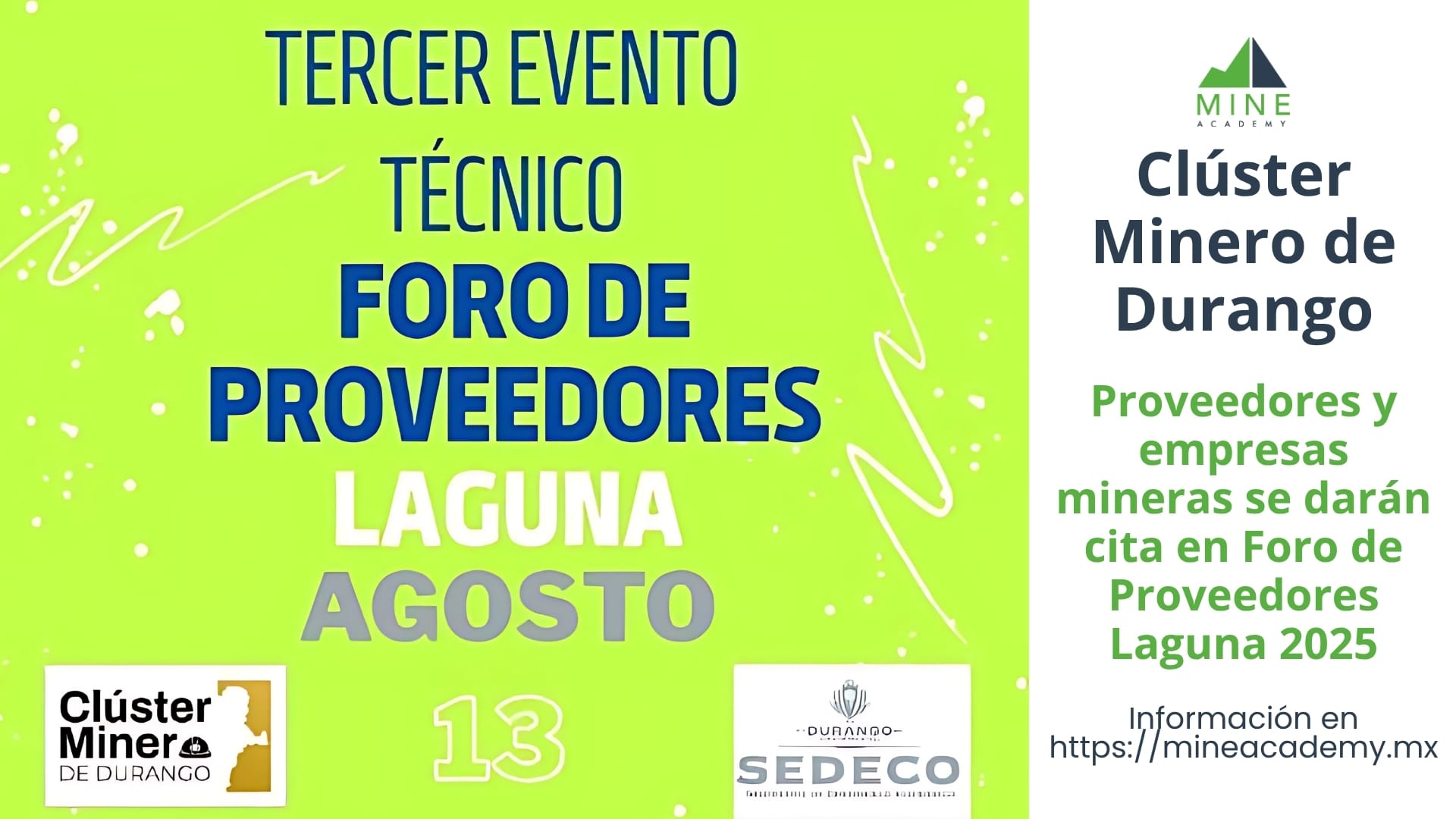 Proveedores y empresas mineras se darán cita en el Tercer Foro de Proveedores Laguna 2025