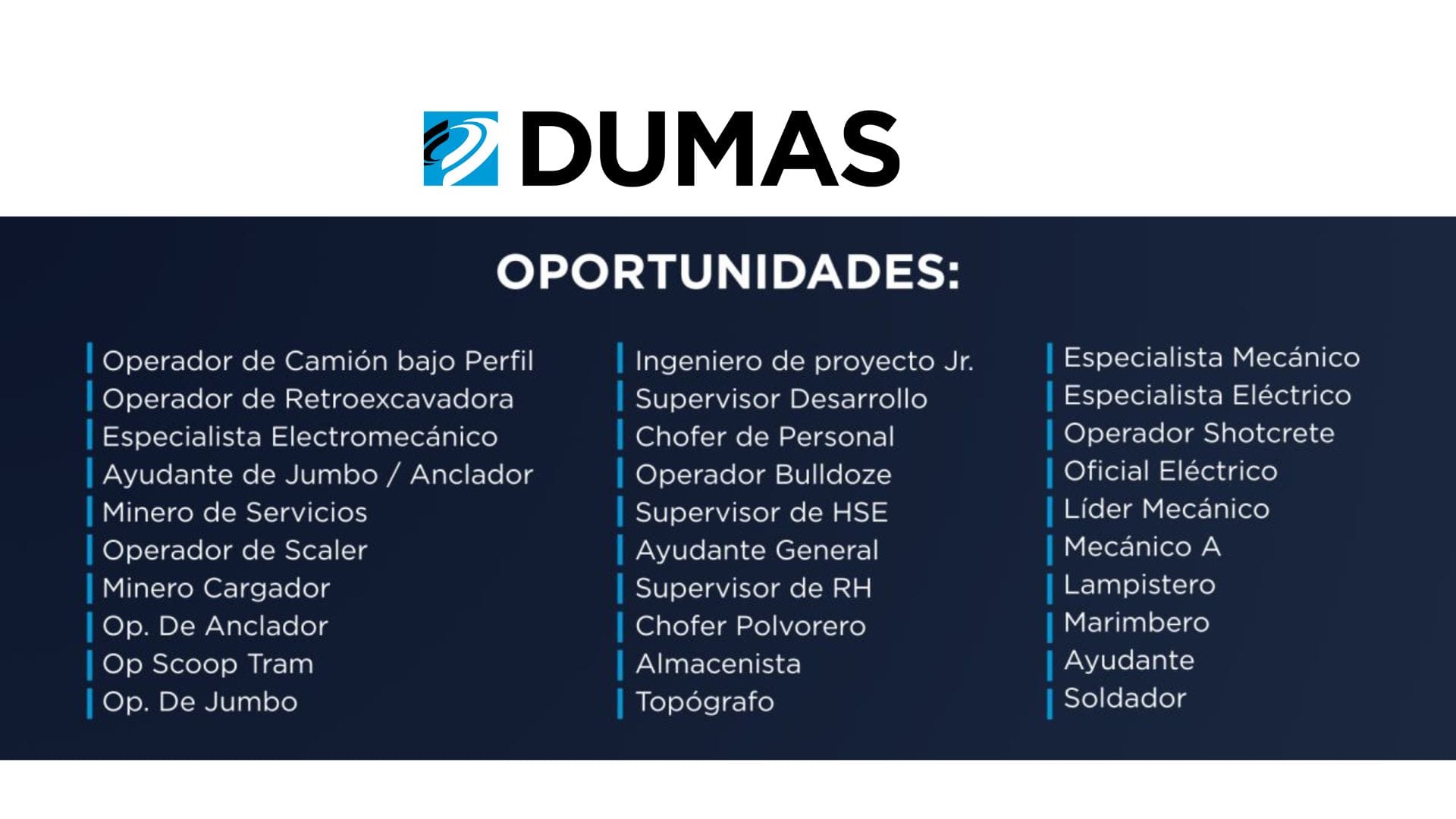 Oportunidad Laboral Dumas