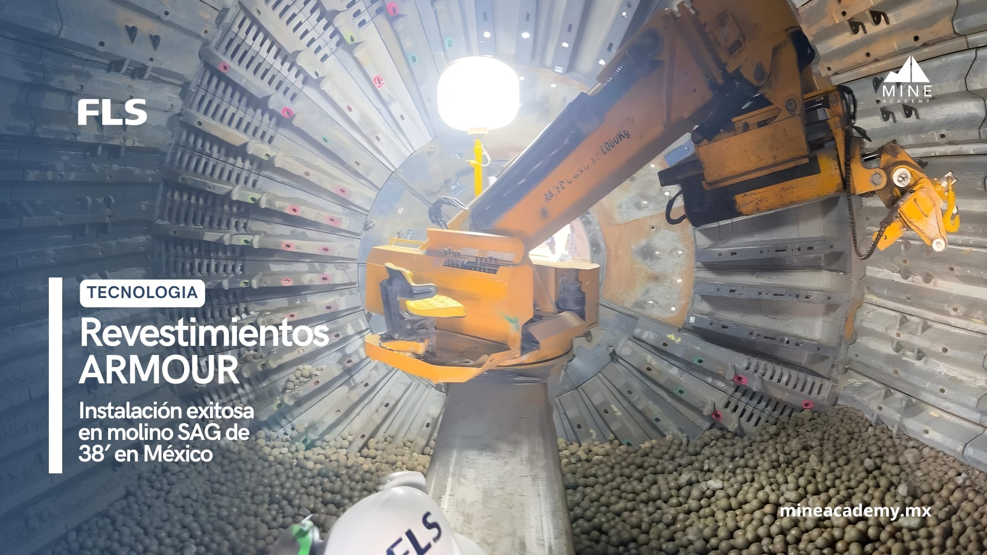 Instalación exitosa de revestimientos ARMOUR en molino SAG de 38′ en México