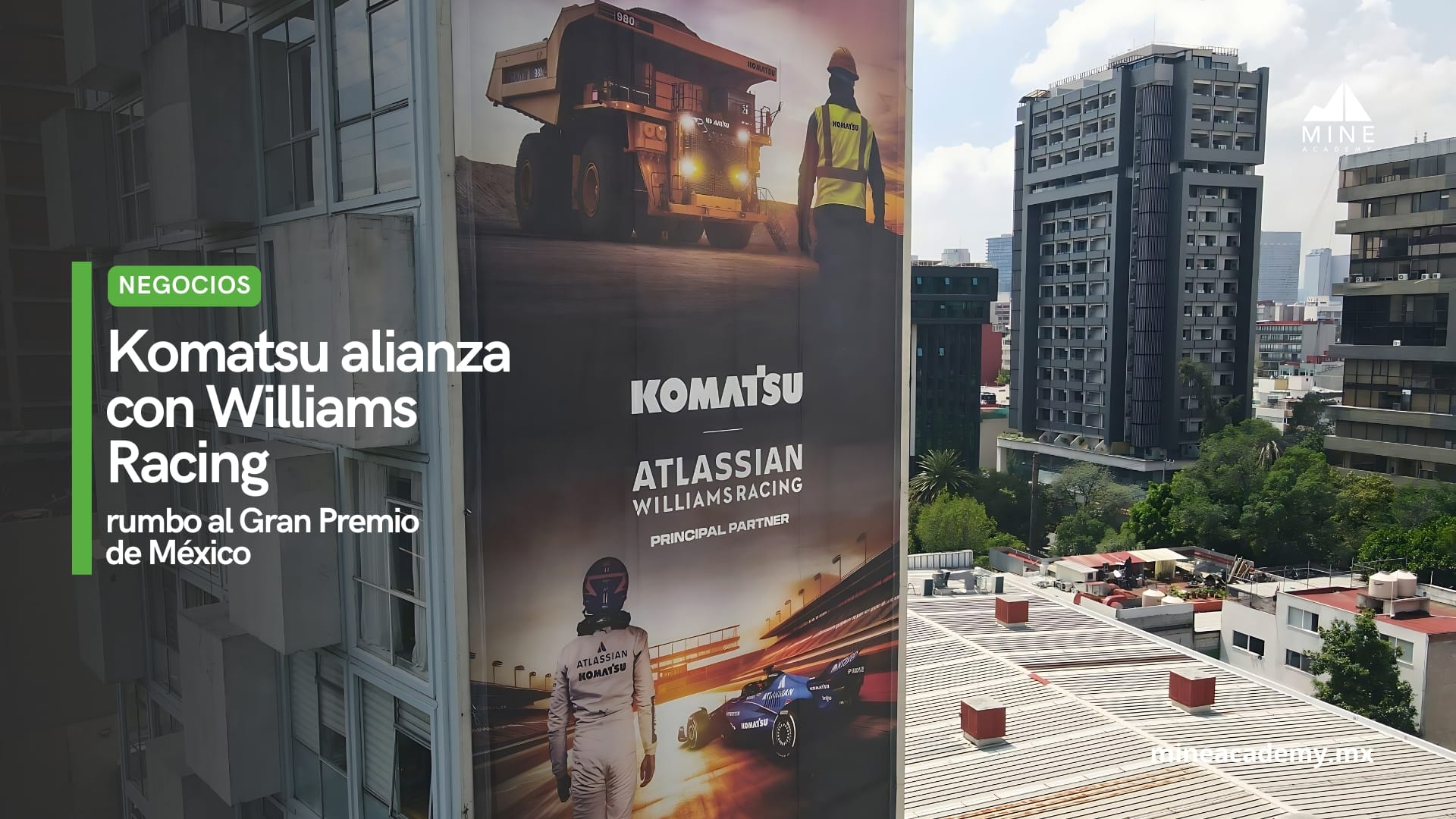 Komatsu celebra su alianza con Williams Racing rumbo al Gran Premio de México