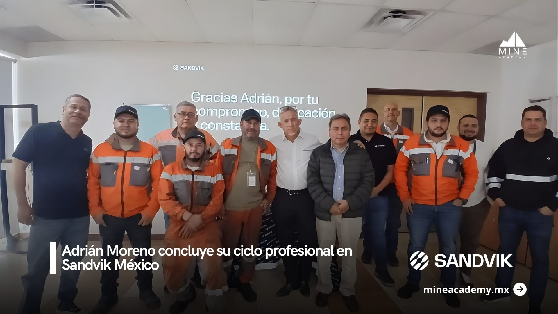 Sandvik México despide a Adrián Moreno tras 19 años de trayectoria técnica