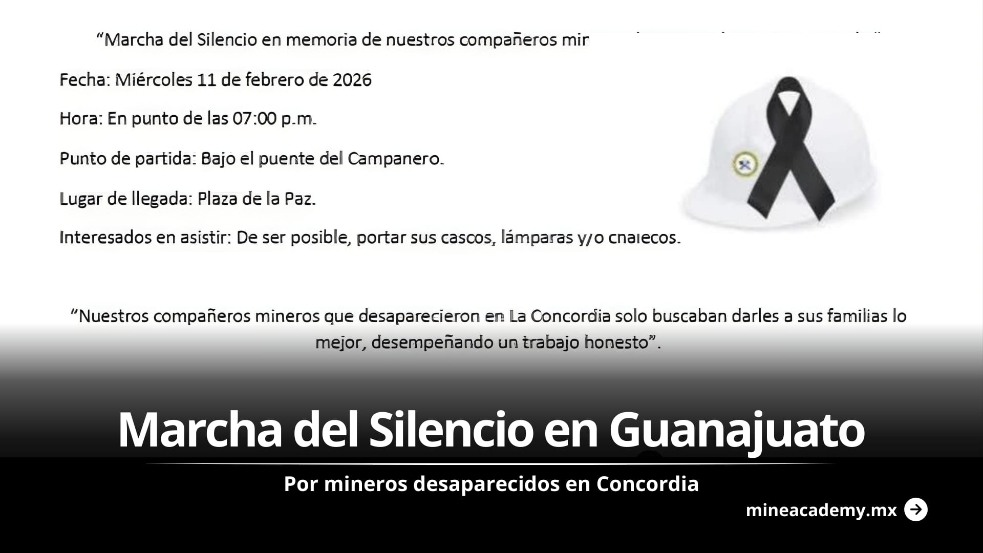 Convocan a Marcha del Silencio en Guanajuato por mineros desaparecidos en Concordia