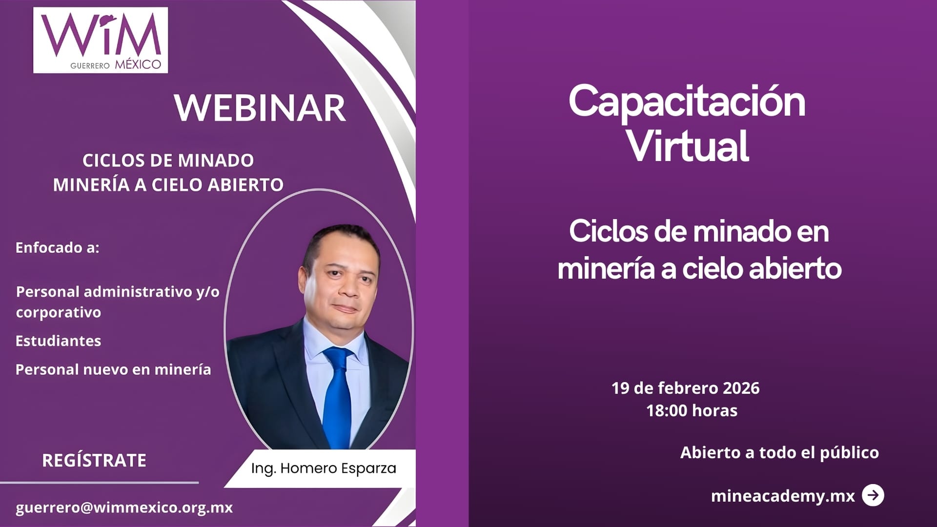 WIM Guerrero convoca a webinar sobre ciclos de minado en minería a cielo abierto
