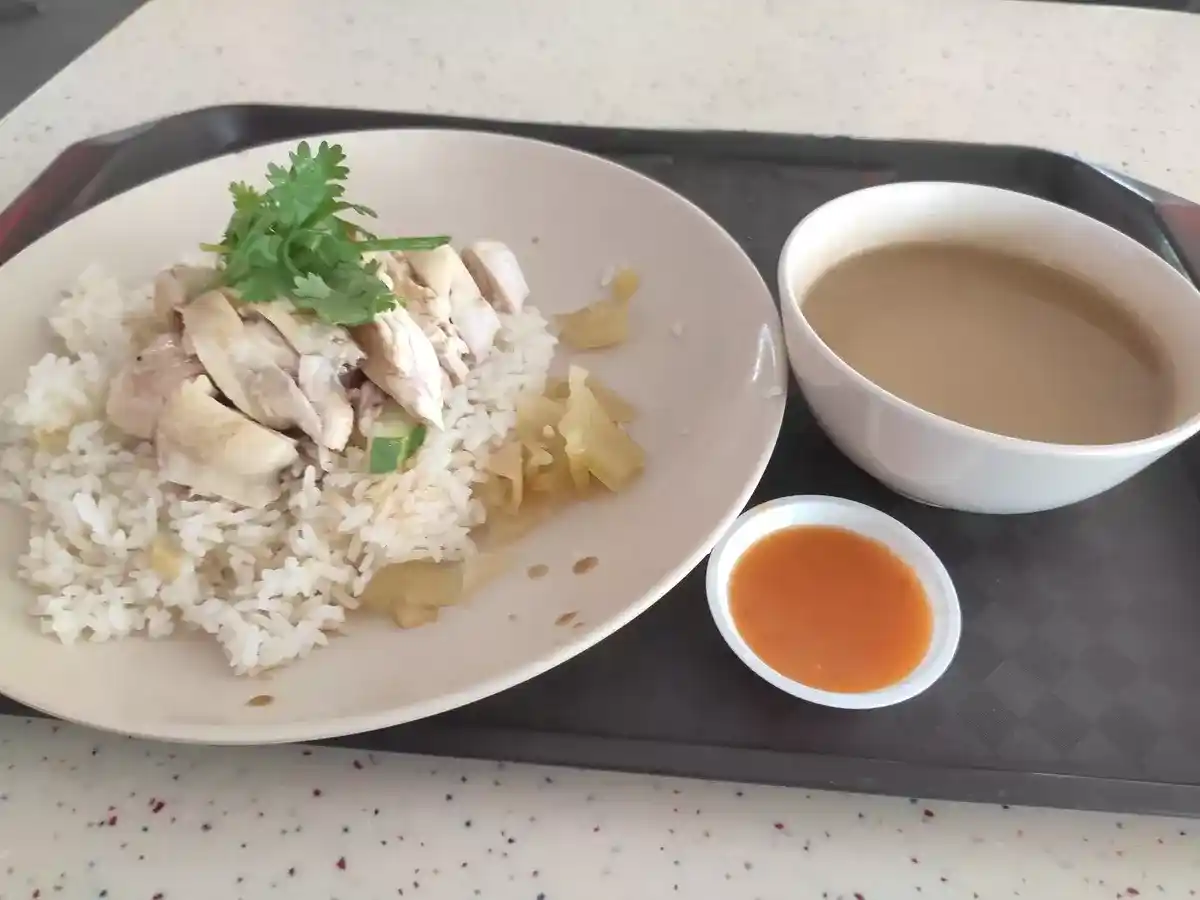 Tiong Bahru Hainanese Boneless Chicken Rice: Steamed Hainanese Chicken Rice with Soup