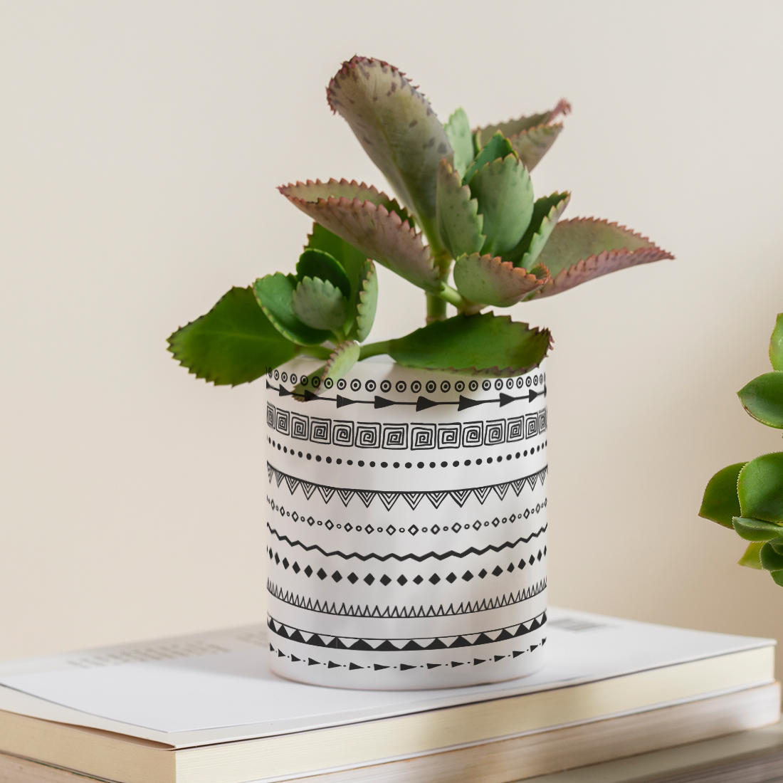 Strips Desk Planter | Ceramic Pot | Sand Packet Included