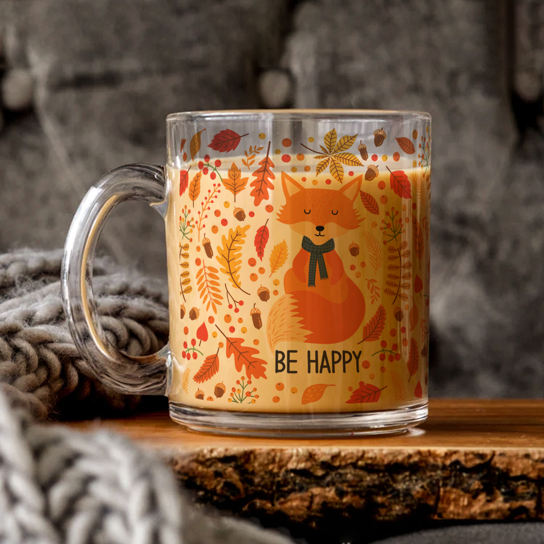 Be Happy Clear Glass Coffee Mug | 325ml thumbnail 5